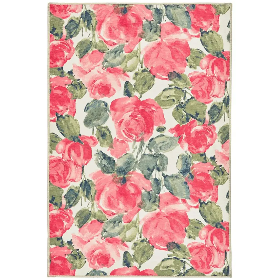 Pretty Peonies Multi Machine Washable Rugs