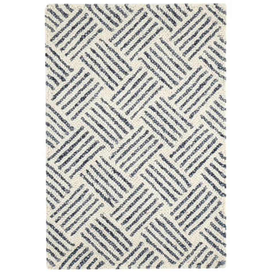 Layers Indigo Hand Hooked Wool Rug