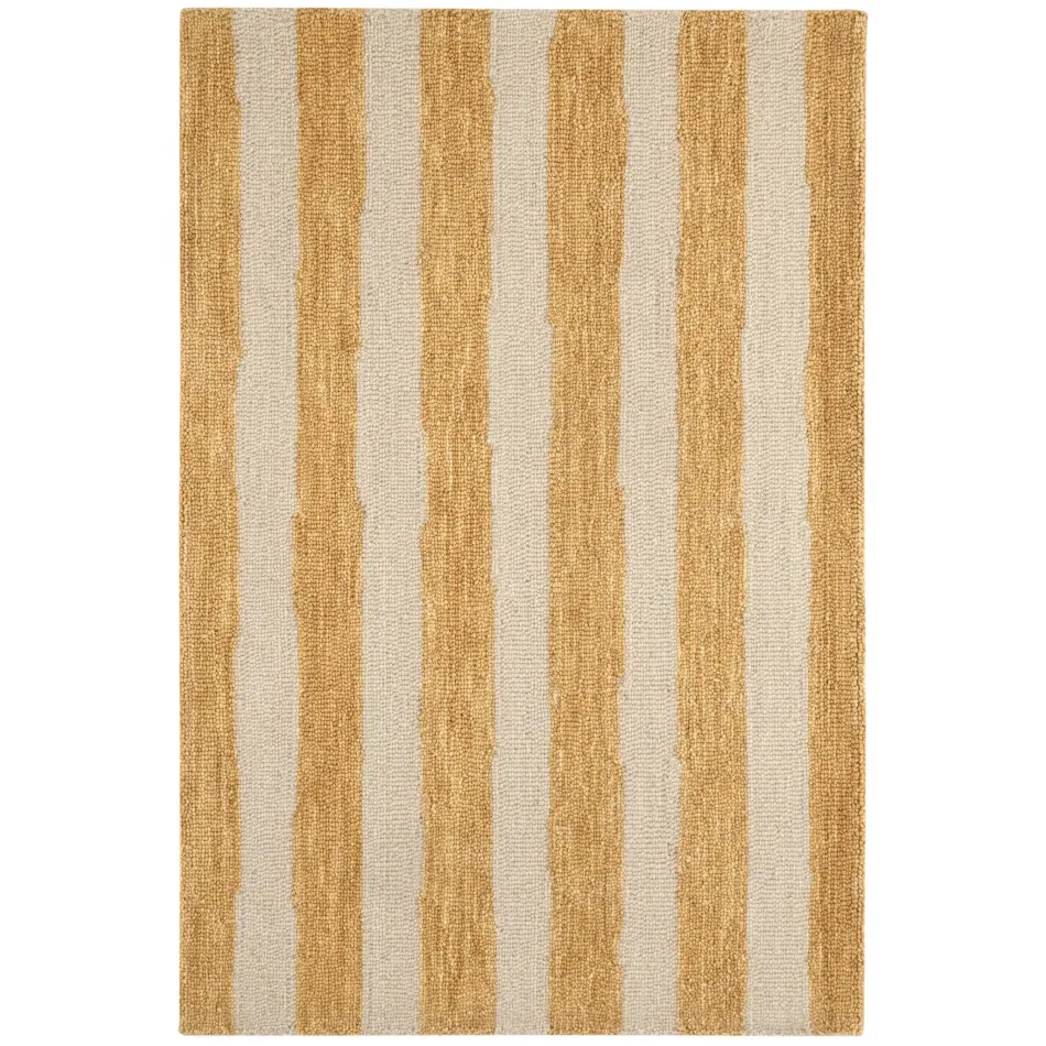 Silas Stripe Gold Hand Micro Hooked Wool Rug 2' x 3'