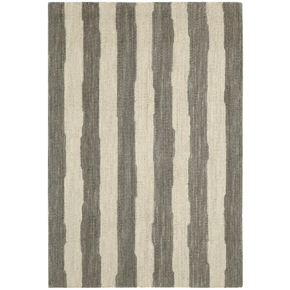 Silas Stripe Grey Hand Micro Hooked Wool Rug