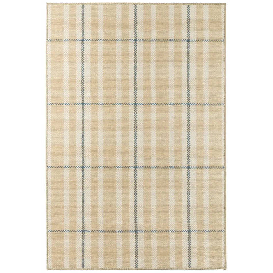 Hallie Plaid Khaki Machine Washable Rug