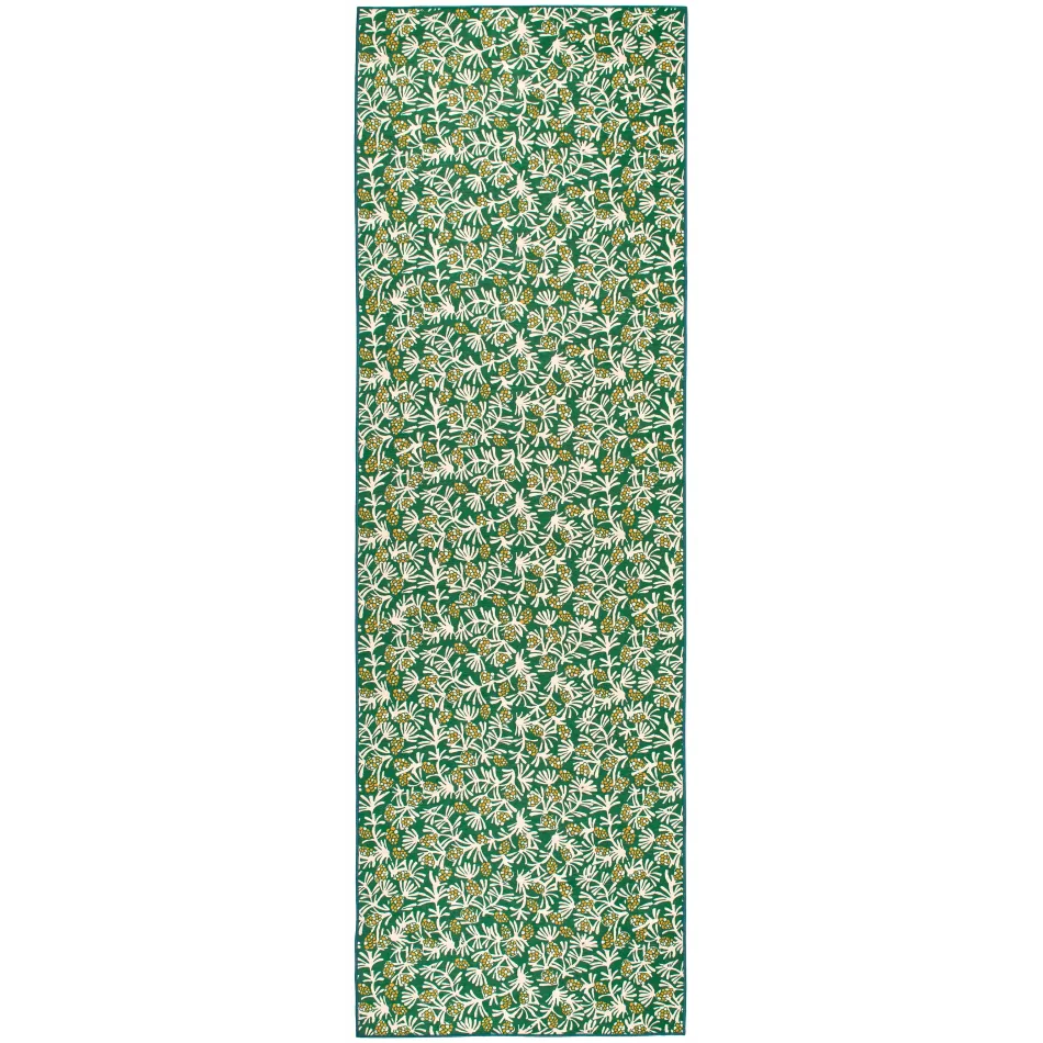 Winter Pinecones Green Machine Washable Rug