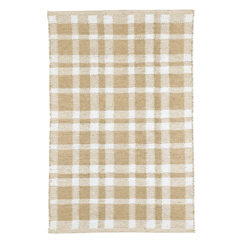 Tattersall Khaki Handwoven Indoor/Outdoor Rug