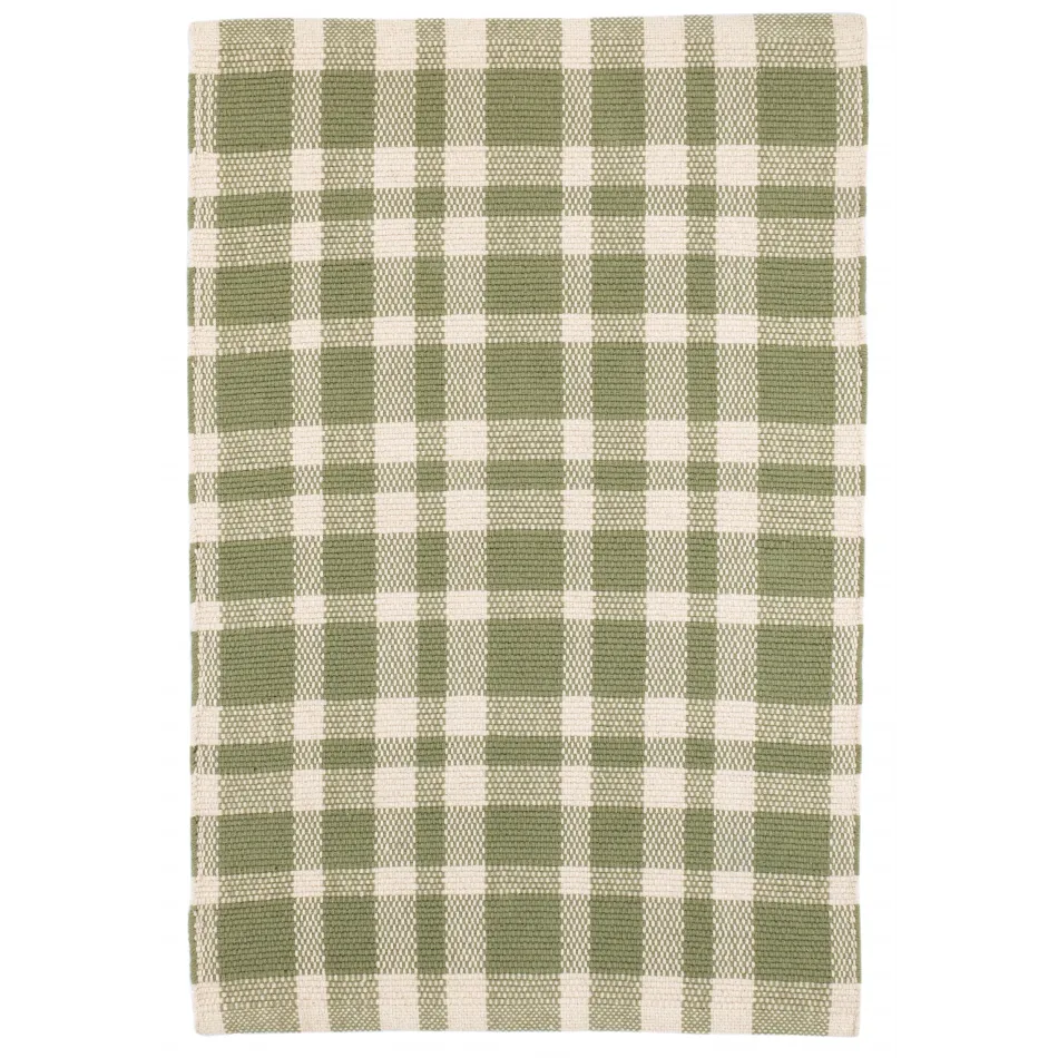 Tattersall Sage Handwoven Cotton Rug - 5x8