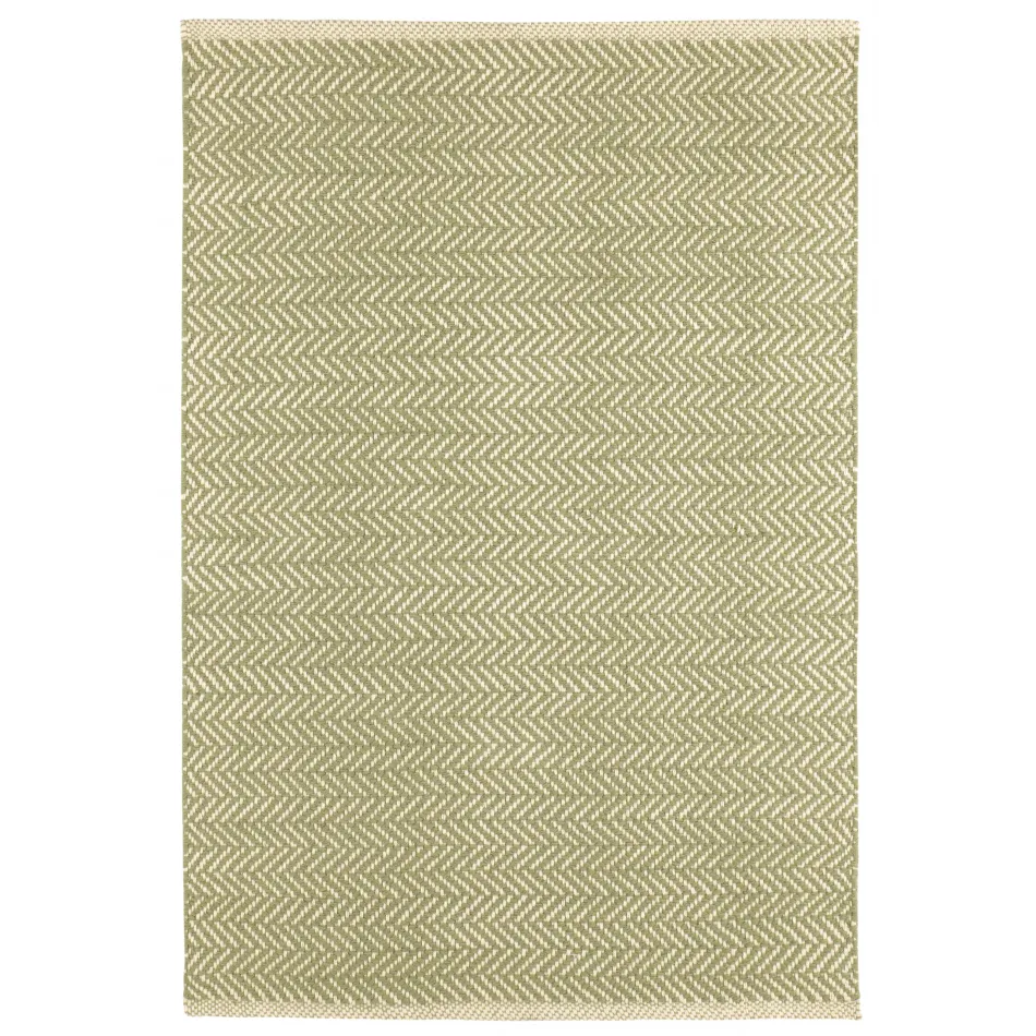 Herringbone Sage Handwoven Cotton Rug
