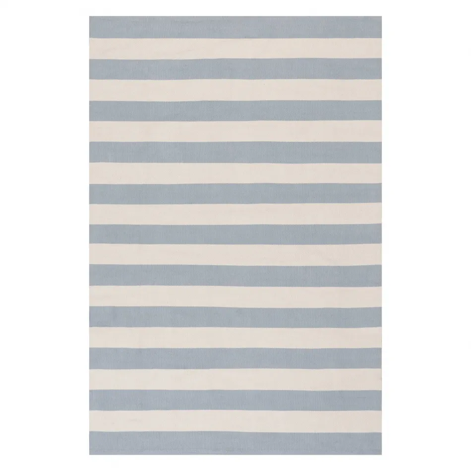 Banks Stripe Swedish Blue Handwoven Indoor/Outdoor Rug