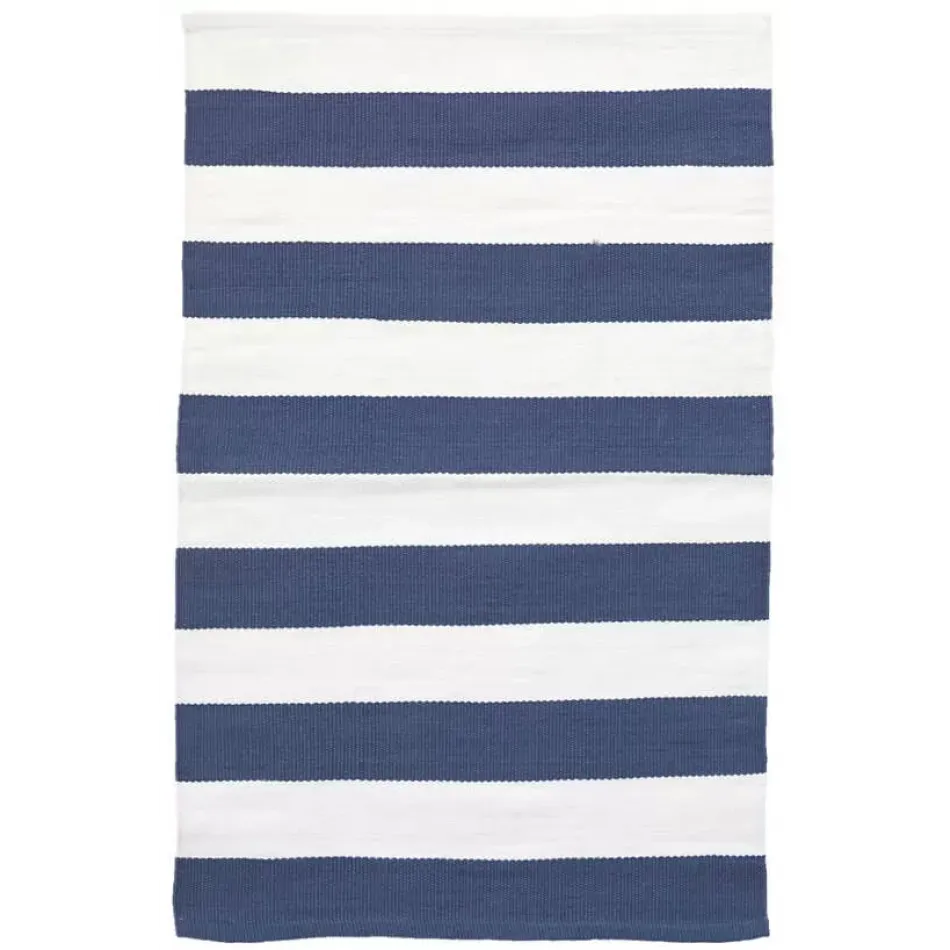 Catamaran Stripe Denim/White Handwoven Indooor/Outdoor Rug 8' x 10'