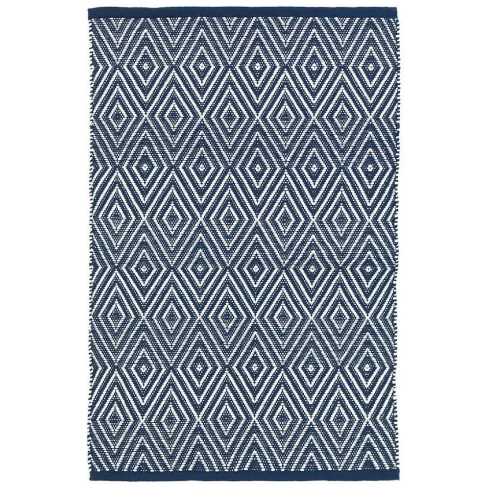 Diamond Navy/Ivory Handwoven Indooor/Outdoor Rug 8' x 10'