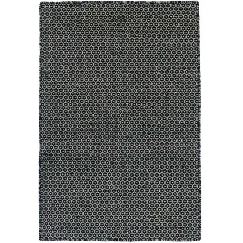 Honeycomb Indigo grey Handwoven Wool Rug 3' x 5'