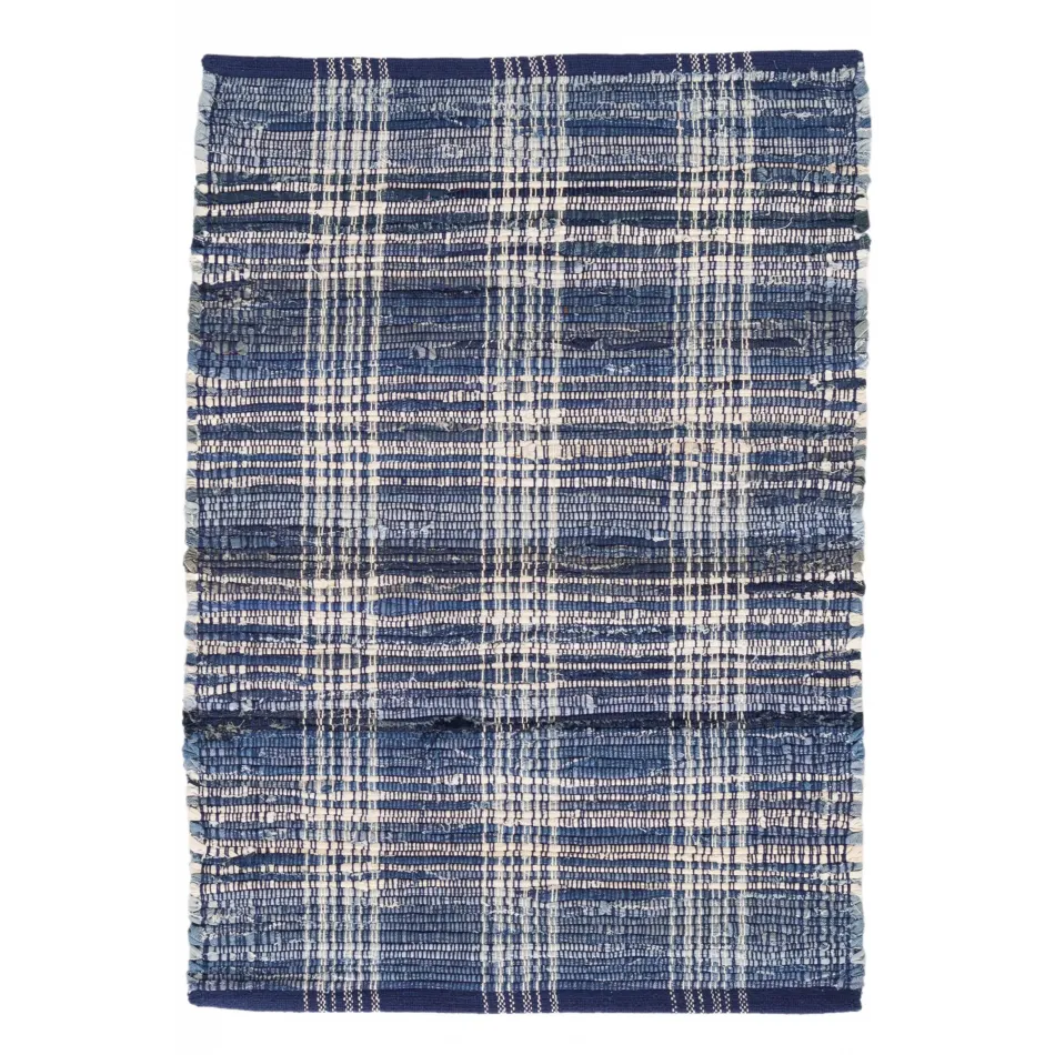 Denim Plaid Woven Cotton Rugs