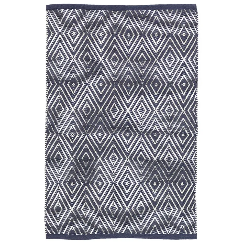 Diamond Navy/Ivory Handwoven Indooor/Outdoor Rug 4' x 6'