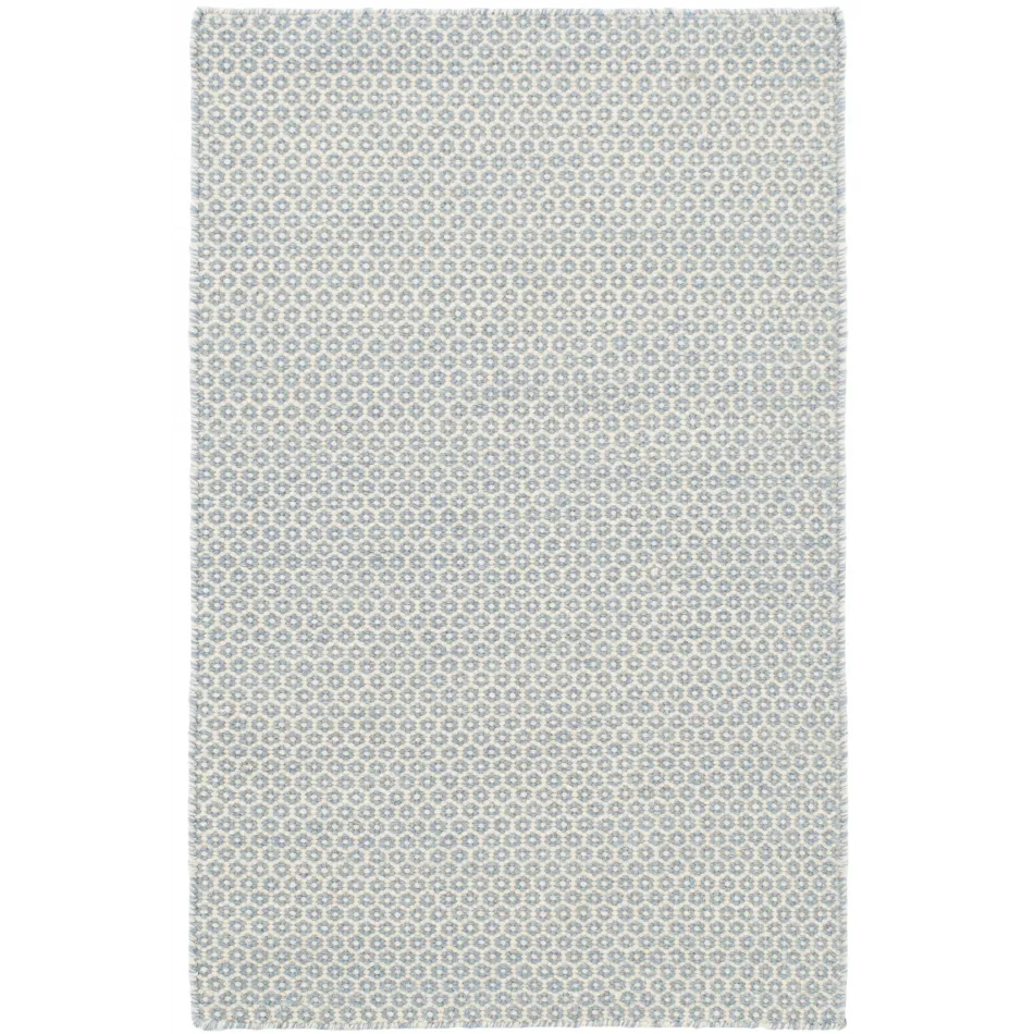 Honeycomb French Blue/Ivory Wool Woven Rug