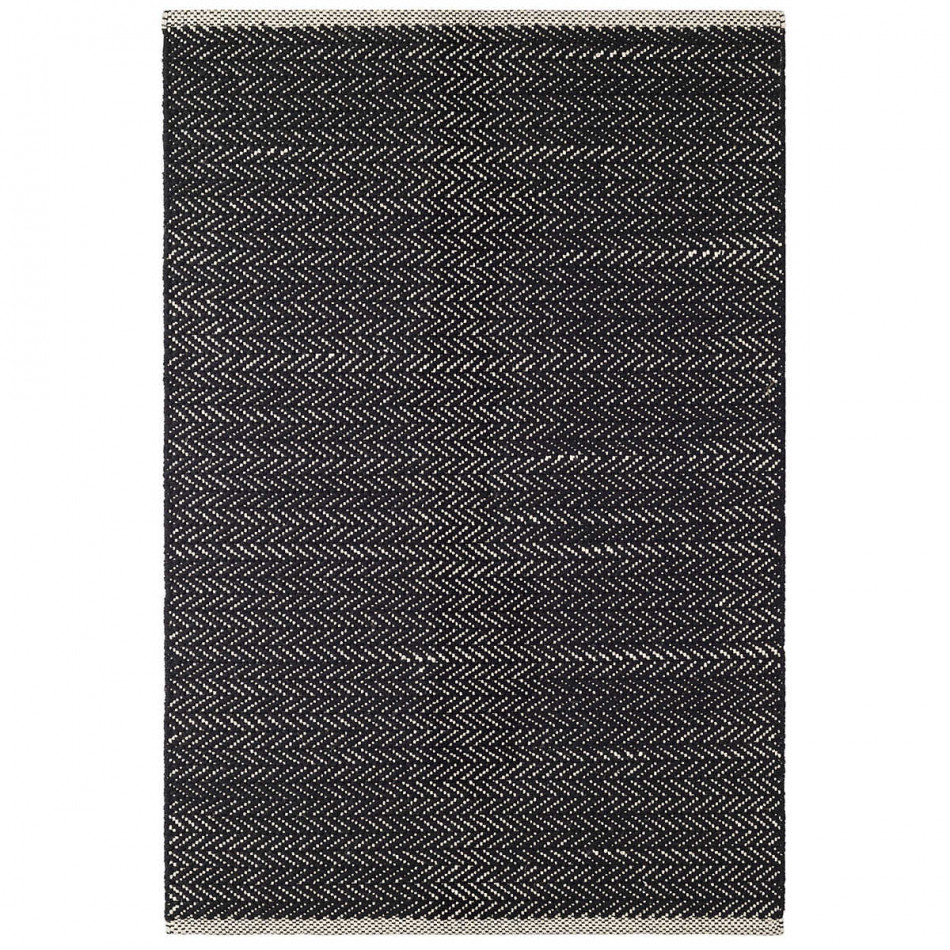 Herringbone Black Woven Cotton Rug 10' x 14'