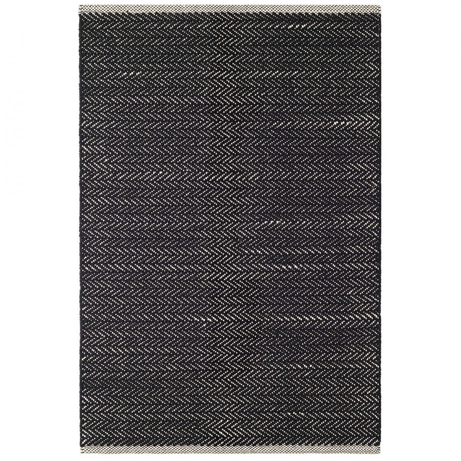 Herringbone Black Woven Cotton Rugs