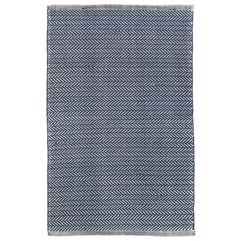 Herringbone Navy/Ivory Handwoven Indooor/Outdoor Runner 2.5' x 12'