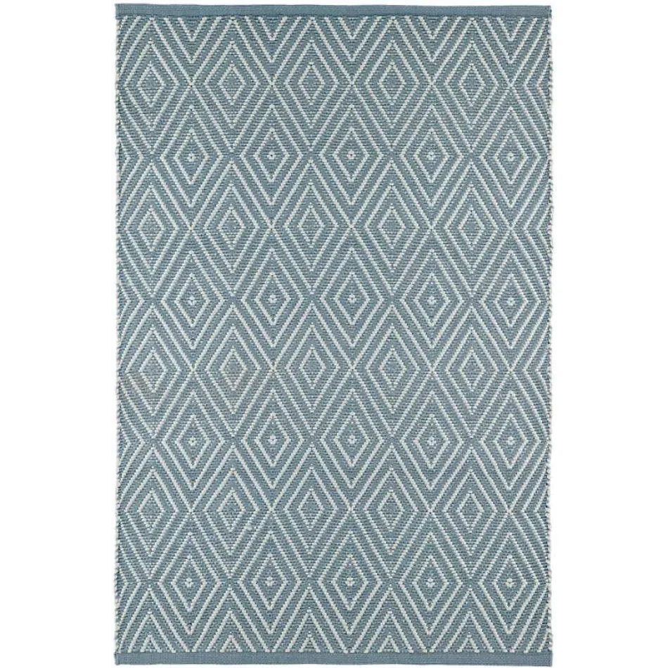 Diamond Slate/Light Blue Handwoven Indooor/Outdoor Rug 8' x 10'