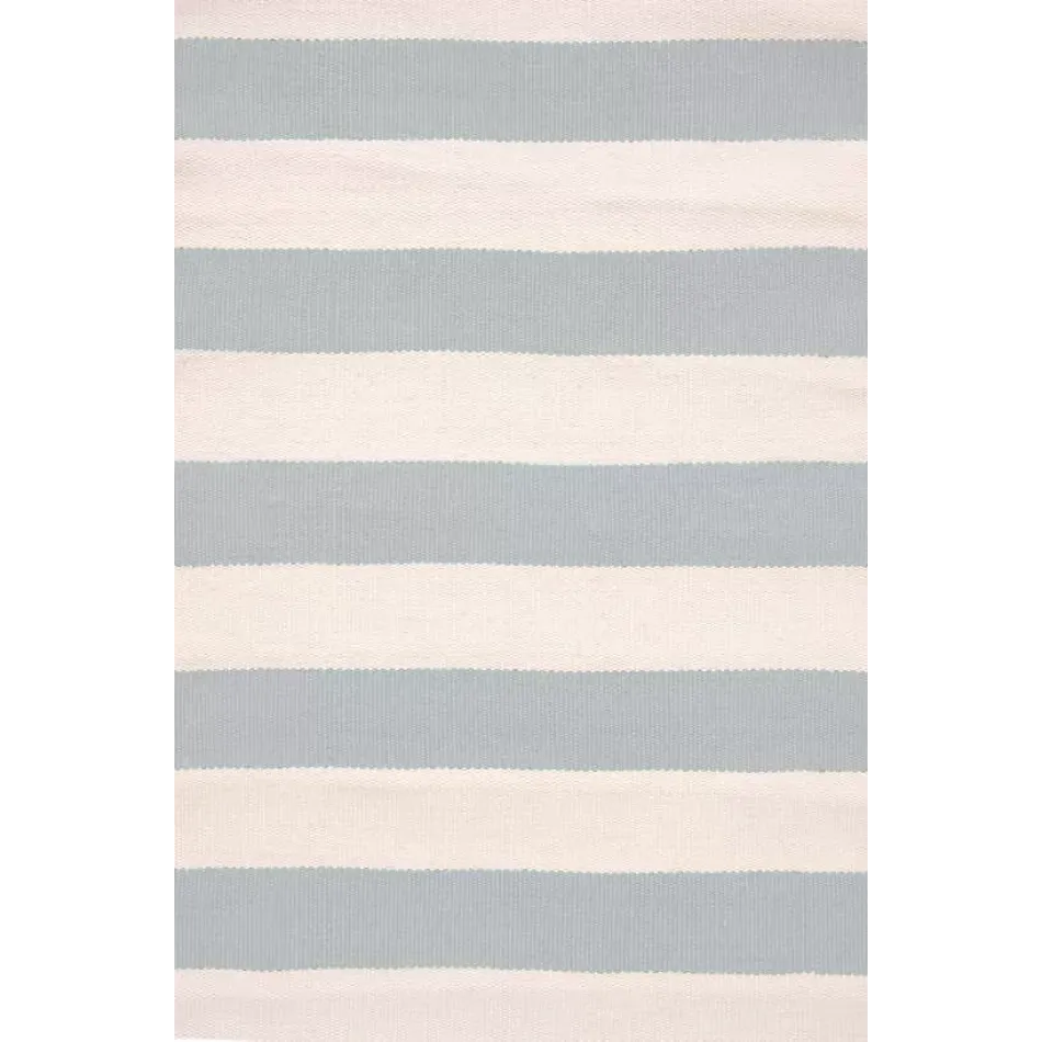 Catamaran Stripe Light Blue/Ivory Handwoven Indooor/Outdoor Rug 8' x 10'