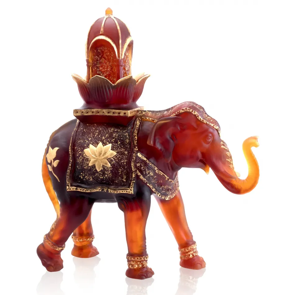 Shalmara Elephant Amber, gold finish