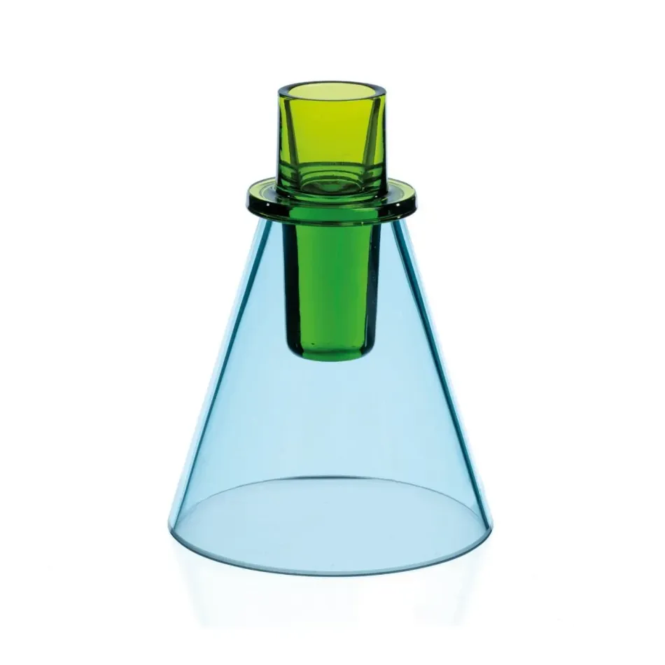 David Mellor Lime/Sea Green Glass Candlestick
