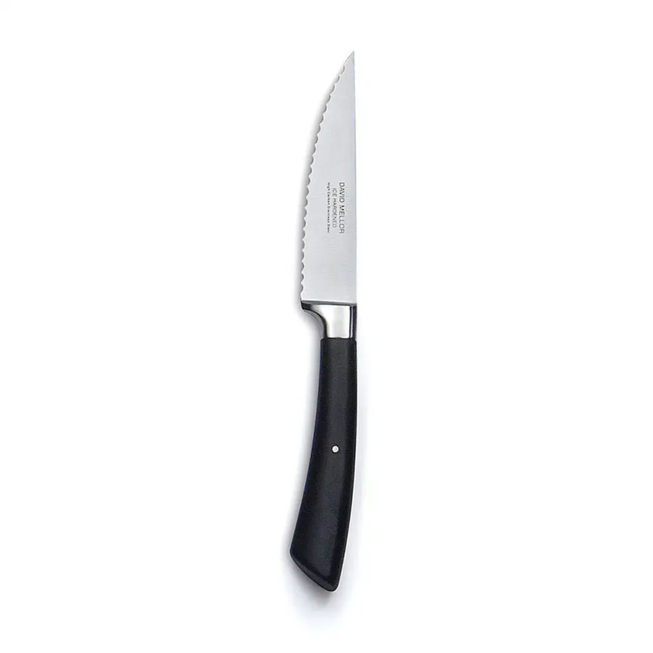 Black Handled Vegetable Knife Serrated 12Cm