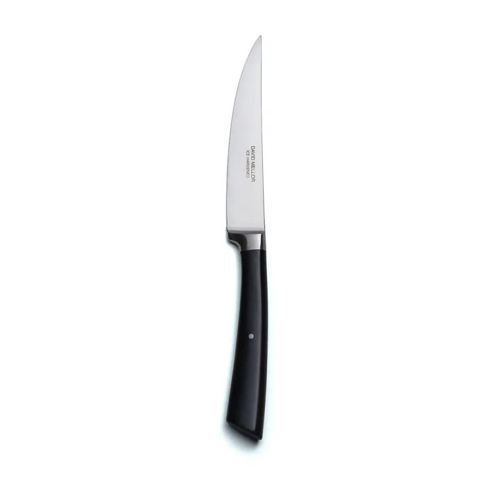 Black Handled Steak Knife Serrated 11Cm