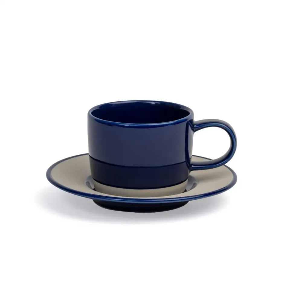 David Mellor Blue Stoneware Teacup/Saucer 22cl