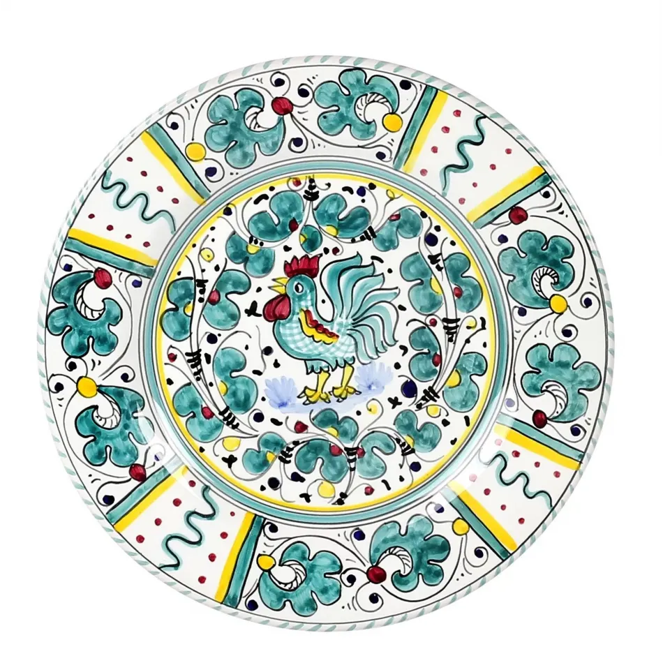 Orvieto Green Rooster Salad Plate 8 in Rd