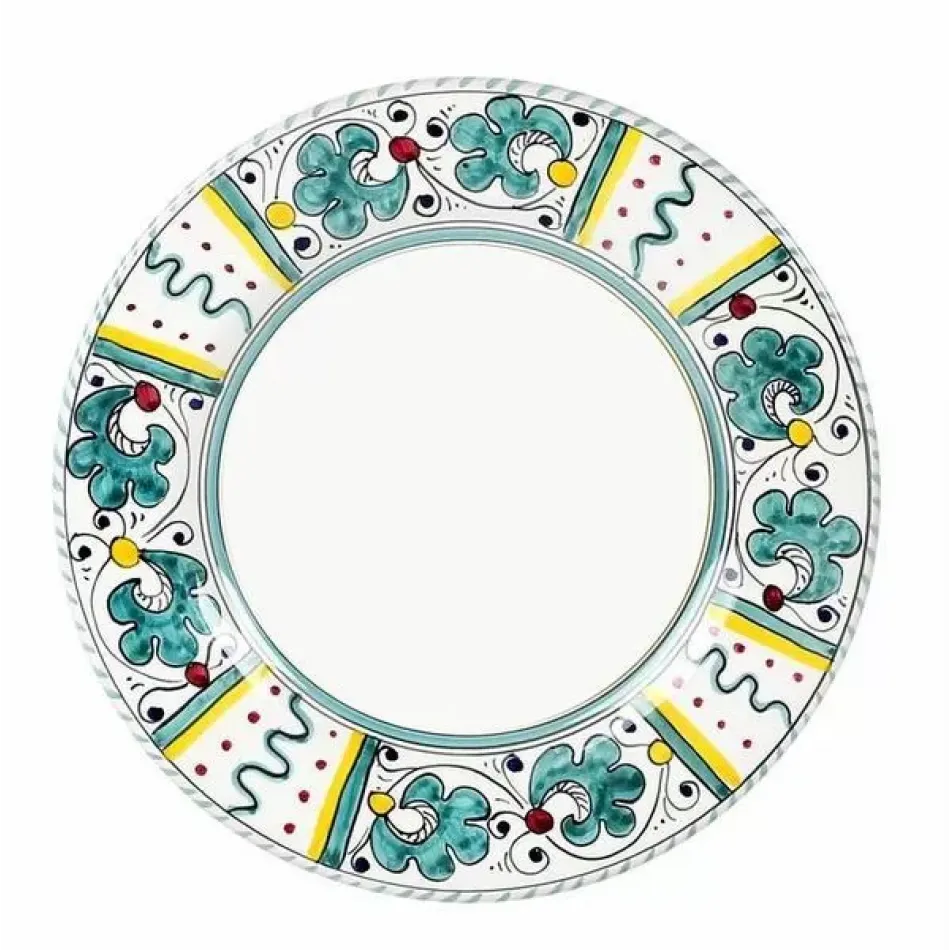 Orvieto Green Rooster Salad Plate (White Center) 8 in Rd