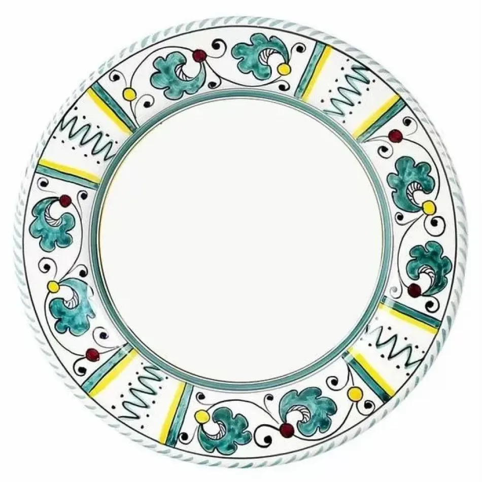 Orvieto Green Rooster Dinner Plate (White Center) 11 in Rd