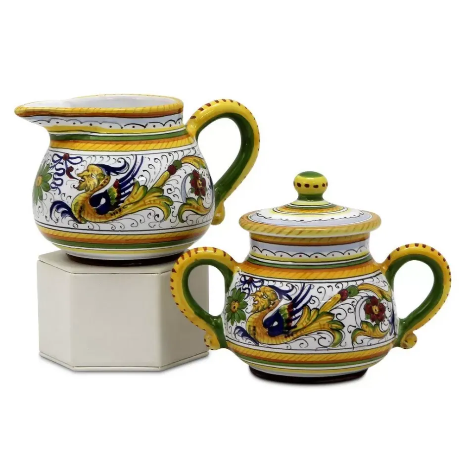 Raffaellesco Sugar And Creamer 4 in Rd x 4 high (Sugar Bowl Is 5 high With The Lid)