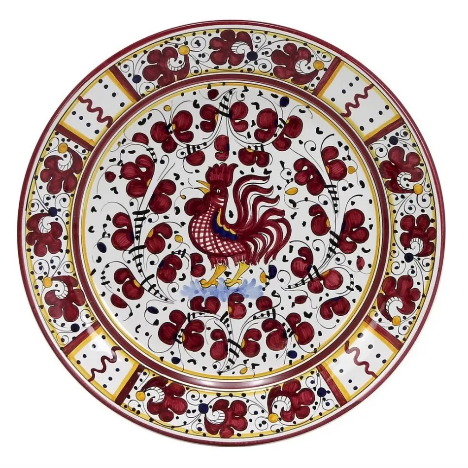 Orvieto Red Rooster Charger Buffet Platter 13 in Rd