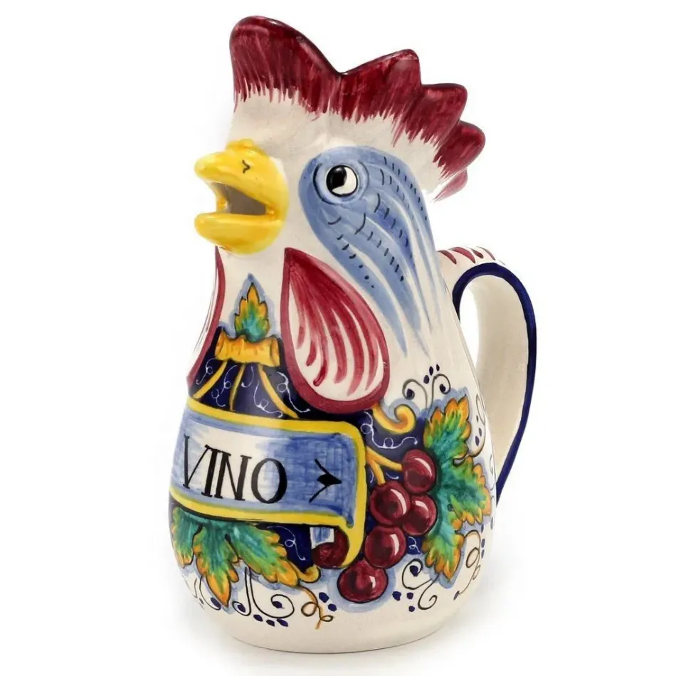 In Vino Veritas Traditional Italian Rooster Of Fortune Wine Pitcher (1.5 Liter 50 Oz) 5 W. x 7.5 in Round x 11.5 high