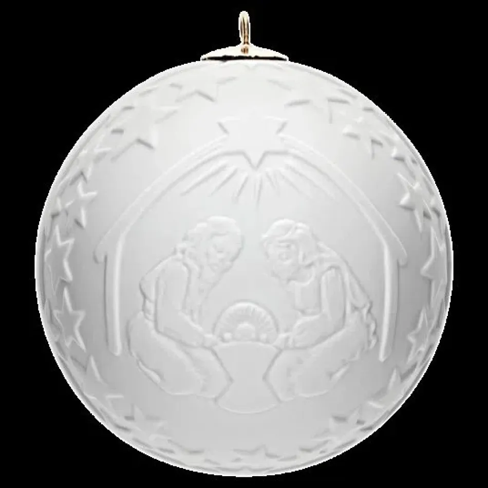 Tree Ornament Bisque Ball With Relief Motiv Nativity Scene Round 7 Cm