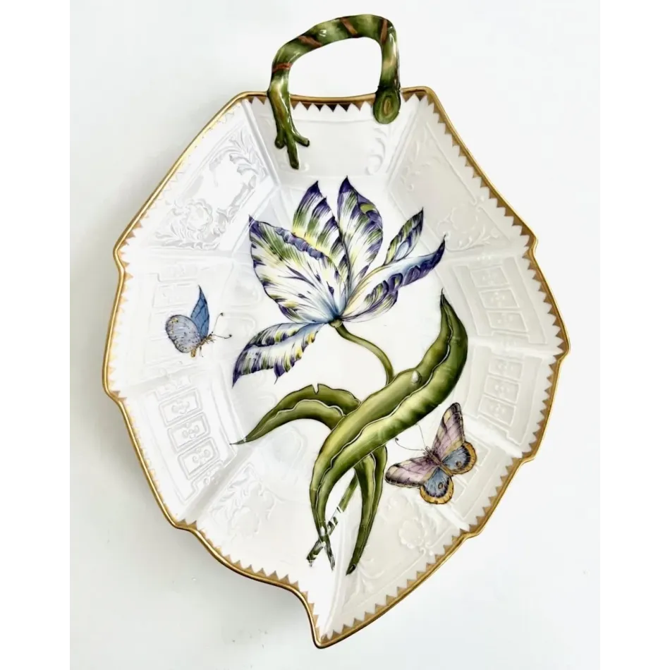 Leaf Plate Full Bloom Purple/Yellow Tulip