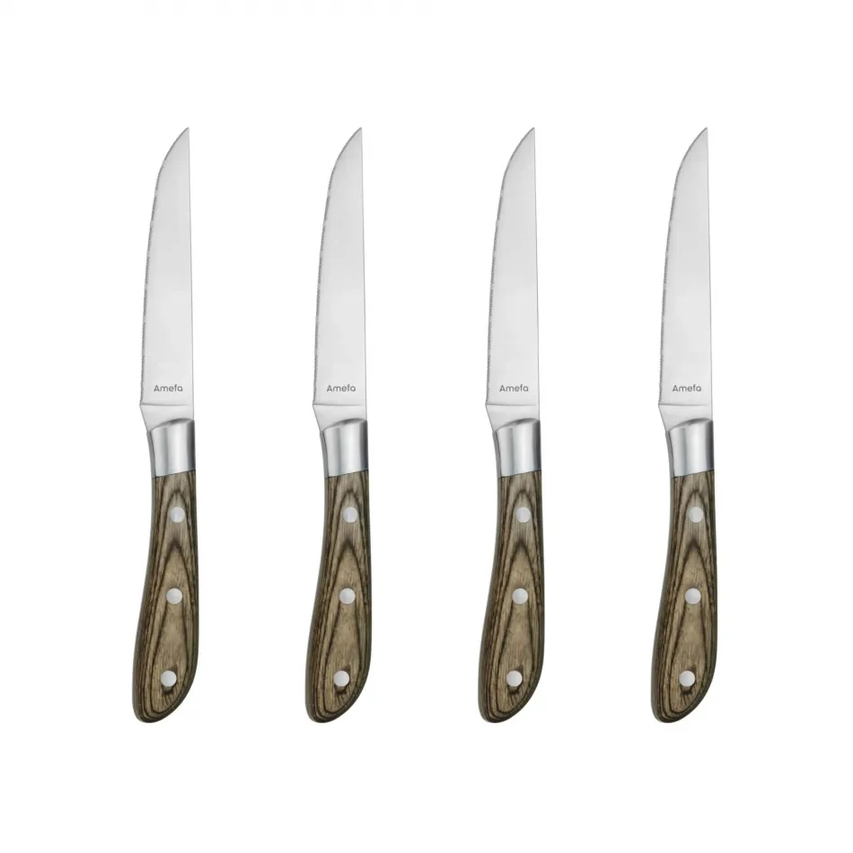 Achille Pakka Wood Steak Knives Set of 4