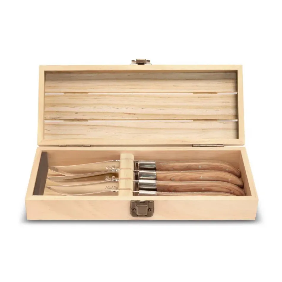 Lou Laguiole Pakka Wood Beech Steak Knife Set of 4 Hêtre