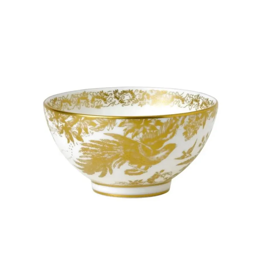 Aves Gold Rice Bowl Footed (4.5 in/11.65 cm)