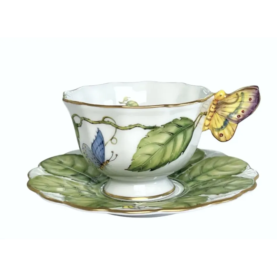 Tea Cup & Saucer Butterfly Handle
