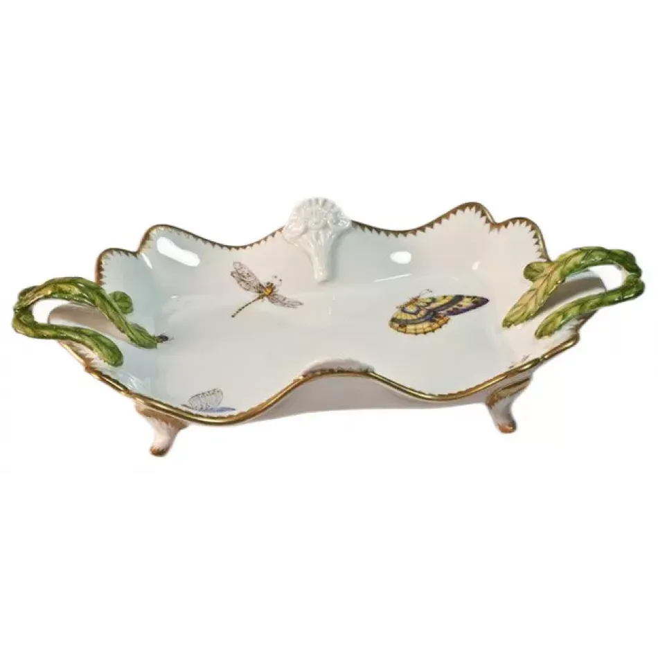 Ornate Tray with Handles 13 in Long 7 in Wide 2.25 in High