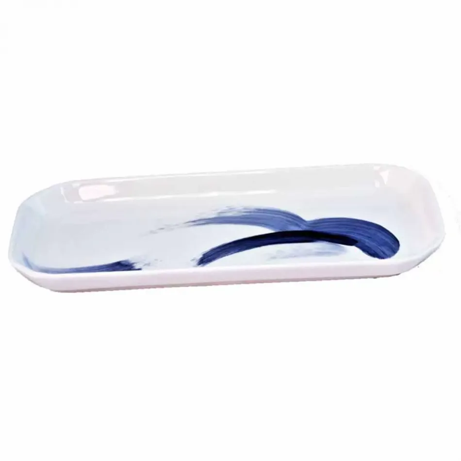 Brushstroke Blue * Asparagus/Petit Four (30.5 cm/12 in X 14 cm/5.5 in)