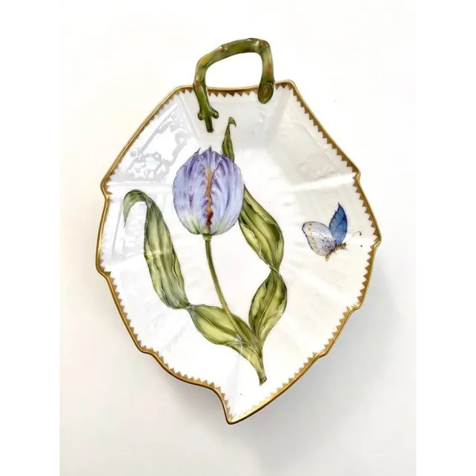 Leaf Plate (Light Purple Tulip W/Butterfly) 9.5" L