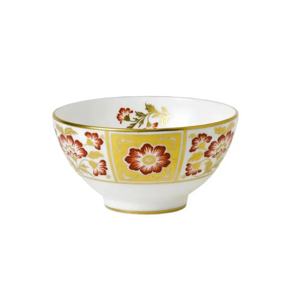 Derby Panel Red Rice Bowl Footed (4.5 in/11.65 cm)