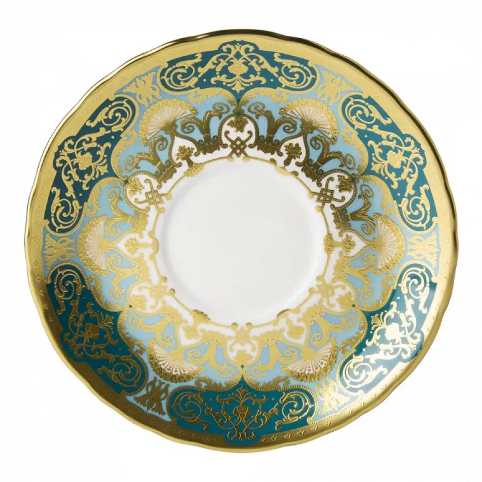 Heritage Forest Green & Turquoise Cream Soup Saucer (16 cm/6 in) (Special Order)