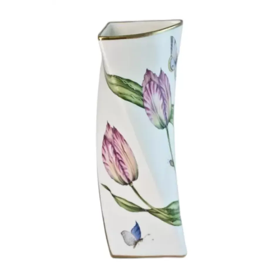 Pink Tulip Triangular Vase 4.5 in. Wide  10.0 in. High