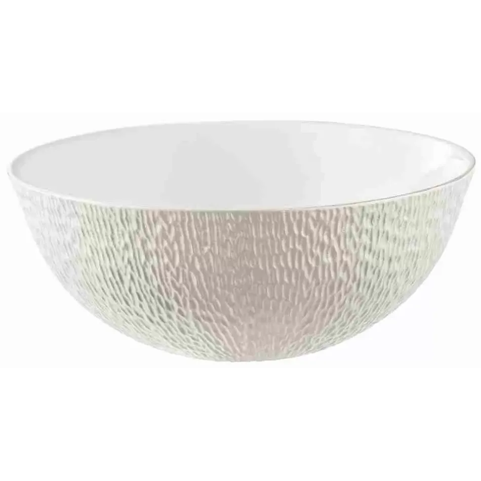 Mineral Irise Pearl Grey Salad Bowl Calabash Shaped Round 9.1 in.