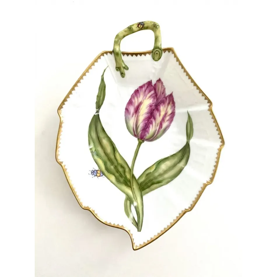 Leaf Plate (Closed Pink Tulip) 9.5" L