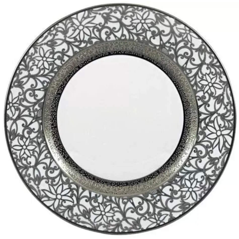 Tolède Platinum White Salad Cake Plate Diam 7.7 in