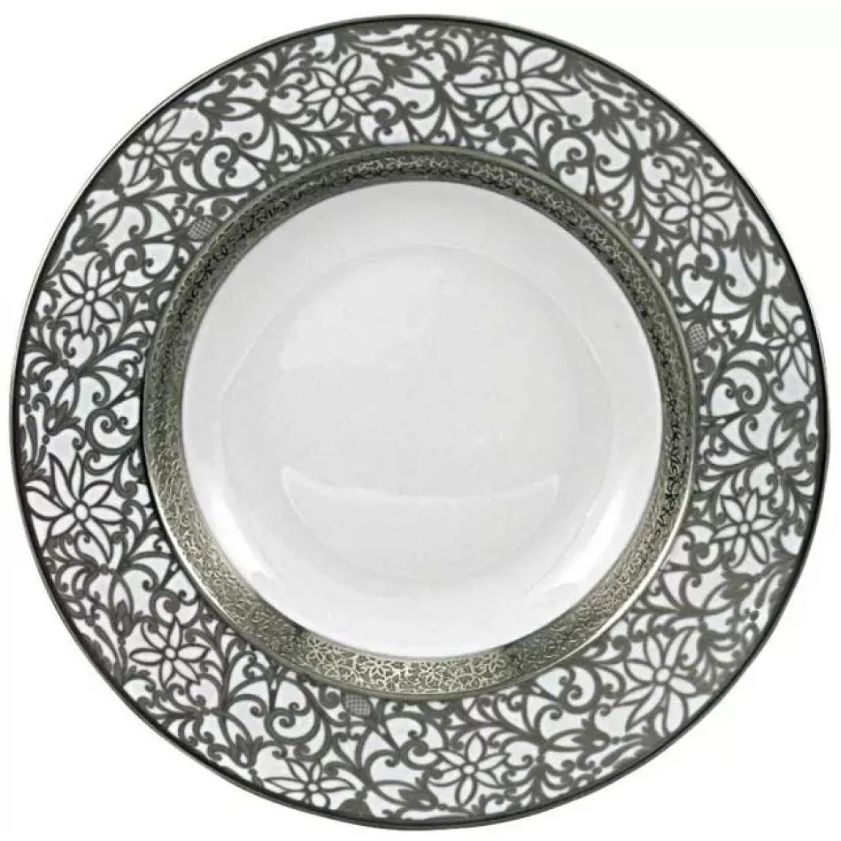 Tolède Platinum White French Rim Soup Plate Diam 9.0 in