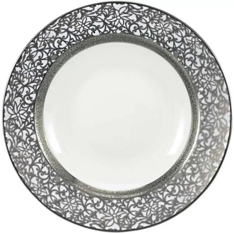 Tolède Platinum White Deep Chop Plate Diam 11.6 in