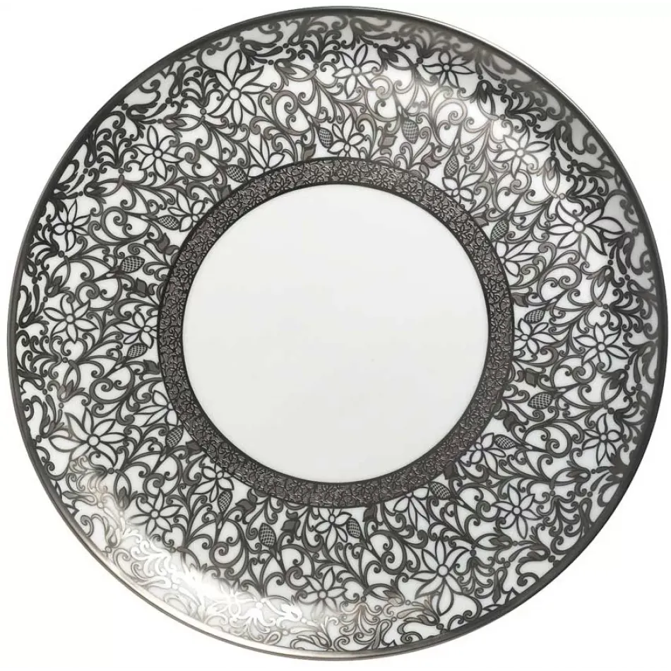 Tolède Platinum White Flat Cake Serving Plate Diam 12.2 in